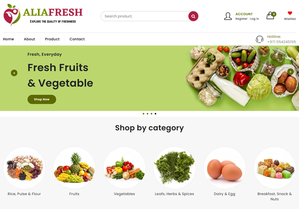 AliaFresh  E-commerce Store Development by Arabinfotec