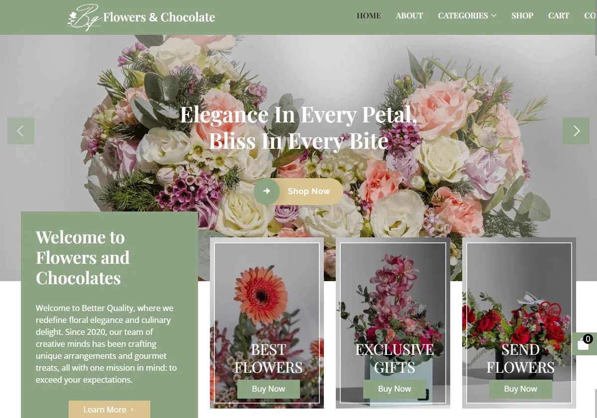 Better Quality Flowers Dubai - E-commerce Store Development by Arabinfotec
